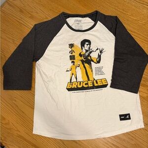 Bruce Lee Graphic Raglan Tee - White and Black Limited Edition XL 3/4 Sleeve